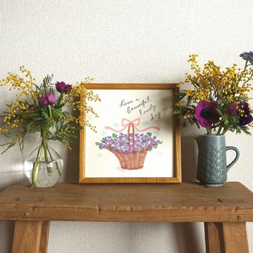 「堇花花籃」20cm 方形海報 (有/無文字)