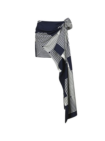 STRIPED SILK MINI SKIRT (NAVY)