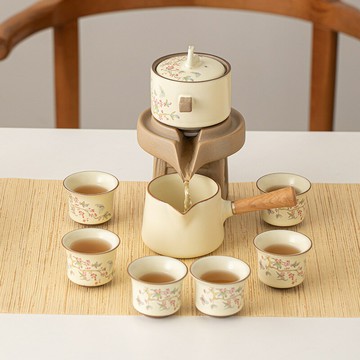 『百貨屋二號』汝窯紫藤花懶人自動功夫茶具套裝不燙手泡茶神器商務禮品禮盒裝