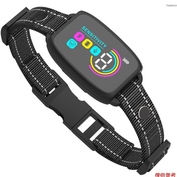 無吠項圈模式液晶屏樹皮項圈帶可調節項圈屏幕止吠項圈