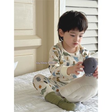 厚實磨毛~男童女童300克舒絨秋衣秋褲純棉套裝兒童家居服厚實睡衣