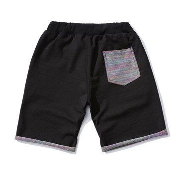 FINDSENSE MD 日系 時尚 潮 男 黑色 拼色口袋 五分褲 休閒短褲 海灘短褲