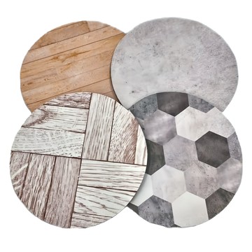 SGS獨家設計加大加厚硅藻土吸水軟杯墊 Set 4  六角 + 灰泥 + 叉木 + 黃木 多色  直徑14cm  1組