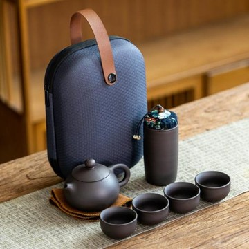 紫砂旅行茶具套裝一壺四杯便攜式快客杯功夫茶具活動小禮品印logo