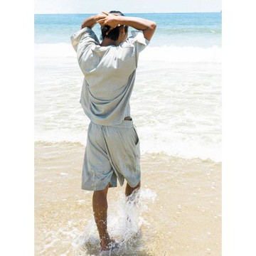 ok特殊大理石巖紋沙灘松緊短袖