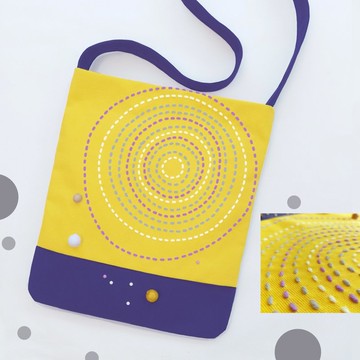 手繡 Handmade 托特包，14 盎司帆布材質，設計時尚獨特，尺寸 12x14 英吋。