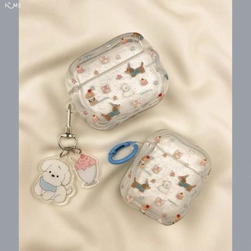 ins油墨潑點甜品小狗AirPods2/3藍牙耳機保護殼適用蘋果4/5代pro