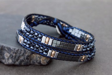 藍鉻包裹手鍊多面玻璃珠水晶