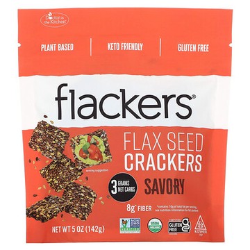 Flackers, 亞麻籽餅乾，可口，5 盎司（142 克）