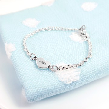 ART64 純銀 雙面刻字 溫柔之心 兒童手鍊 925純銀 (客製化訂製 新生兒 彌月禮物 親子銀飾)