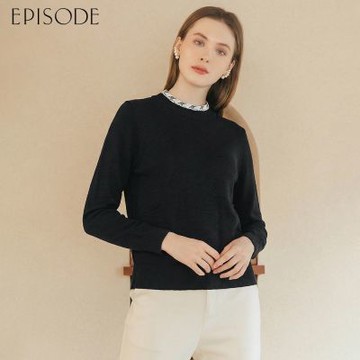 EPISODE - 羊毛簡約百搭毛衣圓領針織衫135509（黑）