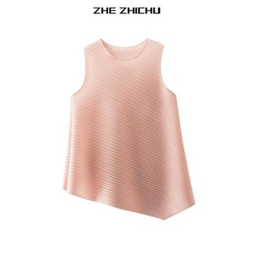 褶之初時尚不規則褶皺上衣女2025新款夏遮肚寬松顯瘦t恤兩件套裝