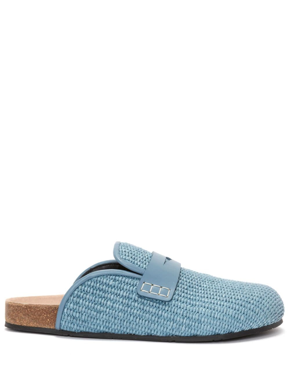 JW Anderson - woven raffia loafer mules - women - Cotton/Polyamide/Calf Leather/Rubber/Sheepskin - 36 - Blue