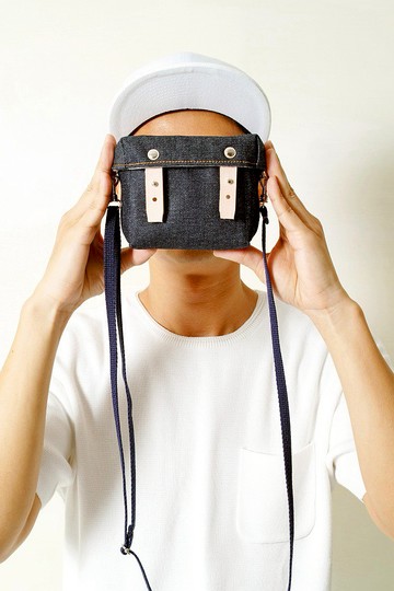 開學季 DENIM-手做皮革丹寧牛仔帆布盒型斜側揹/相機/收納包