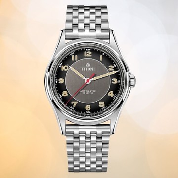 TITONI 梅花錶 傳承系列 83019S-638 經典機械腕錶 碳黑色/啞黑色 39mm