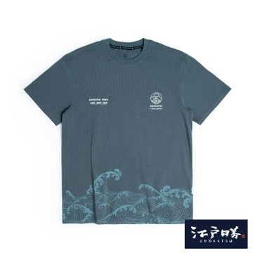 江戶勝 男裝 海浪印花短袖T恤-中灰色