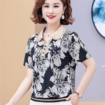 【韓國K.W.】現貨冰絲涼爽棉麻立領珍珠扣上衣