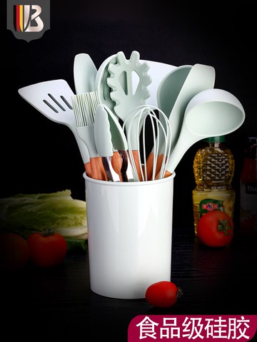 廚具套裝木柄硅膠鍋鏟湯勺子全套家用廚房9件7不粘鍋做飯烹飪工具