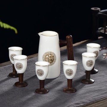 羊脂玉中式整套清酒具套裝陶瓷烈小酒杯分酒器家用酒壺創意復古風