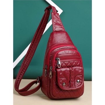 質感pu軟皮女士胸包潮夏季新款韓版百搭胸前小背包休閑菱格斜跨包