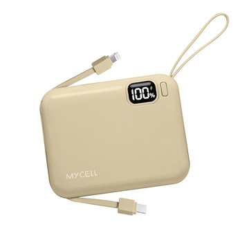 MYCELL Mini Air 20W PD 10000mAh 自帶線可拆全協議閃充行動電源/奶茶 （已標示37Wh）_廠商直送