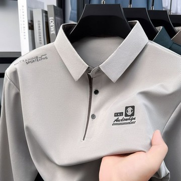 秋冬款POLO衫 長袖polo衫 工作服 速乾吸濕排汗 當季爆款男士翻領T恤polo衫日常百搭休閒秋季方領薄款秋衣長袖