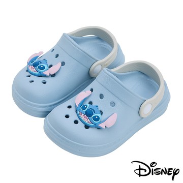 【迪士尼童鞋】立體大臉造型飾釦防水洞洞鞋-藍(史迪奇)