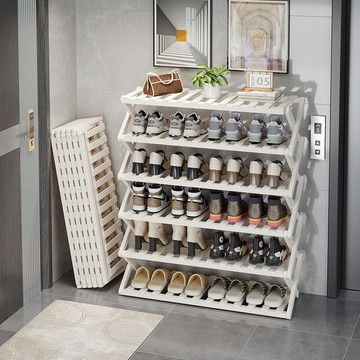 【含稅/免運】 折疊免安裝一拉就用鞋架家用門口路多層鞋架子簡易鞋柜輕奢高級感