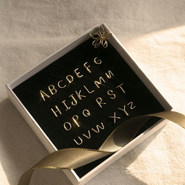 /14K包金大寫英文字母耳釘 不掉色耳環男女個性生日禮物