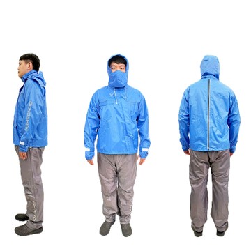 東伸 DongShen 8-3 北極星光斜開兩件式雨衣 藍色 斜開設計 隱藏式口袋 背包空間 反光條 內裡網 防水 雨衣