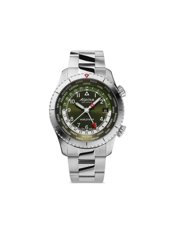 Alpina - Startimer Pilot Quartz Worldtimer 41mm - men - stainless steel/Sapphire Glass - One Size - Green