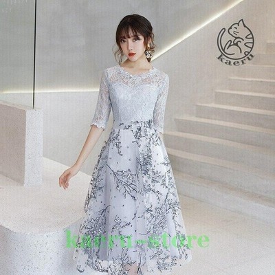 パーティードレス 二次会 レディース 同窓会 結婚式 披露宴 ウェディングドレス お呼ばれドレス ワンピース 韓国風 上品 ミドルドレス 演奏会ドレス 可愛い 通販 Lineポイント最大get Lineショッピング