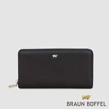 【BRAUN BUFFEL】維那斯-B 13卡拉鍊長夾-黑色(德國小金牛台灣總代理)/BF849-602-BK