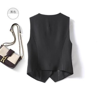 【米蘭精品】西裝背心無袖西服-V領收腰顯瘦復古女馬甲外套74jy8