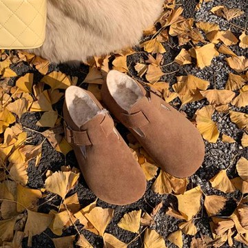 2025新款冬季一腳蹬毛毛雪地靴女平底防滑保暖東北加厚絨勃肯棉鞋