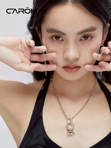 CAROMAY機器米老鼠項鏈女ins輕奢小眾高級吊墜年新款潮鎖骨鏈