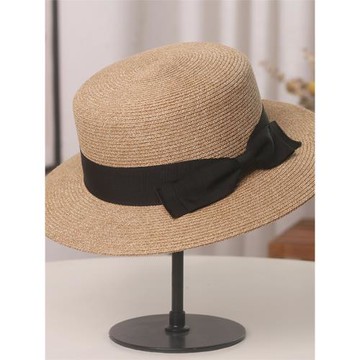 草帽女夏季平檐遮陽帽韓版時尚防曬帽復古百搭平頂遮陽太陽帽禮帽