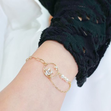 Giftest 淡水珍珠 / 一抹星光 基督星星手鍊飾品受洗禮物聖經B22