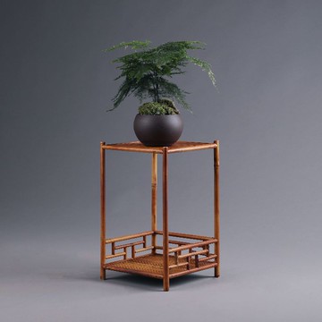 清影花幾簡約鳳眼竹手工榫卯中式空間盆景置物架花架宋式家具181YJ 公司貨