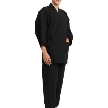 日藝堂 日本製墨黑作務衣居家服套裝
