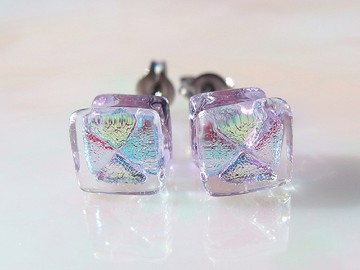 十二月生日石玻璃（坦桑石）鈦耳针/耳夾【金屬配件選擇】【定做】