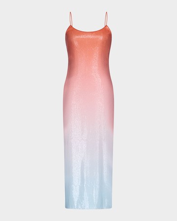 Scoop-Neck Ombre Sequin Midi Dress