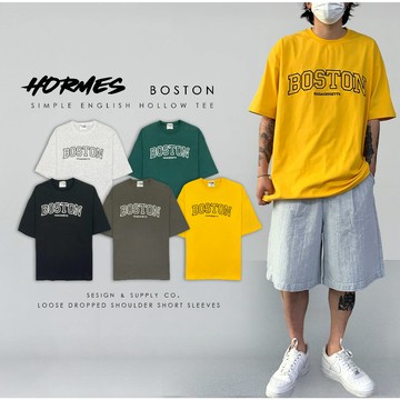 [HORMES] AR2316 BOSTON短t 寬鬆 韓風 落肩 男女可穿 熱賣短T