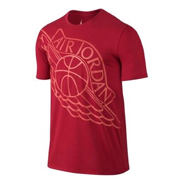 Air Jordan Logo Athleisure Casual Sports Short Sleeve 'Red'