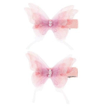 荷蘭 Souza 淡粉薄紗蝴蝶髮夾2入組