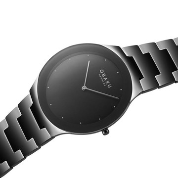 OBAKU 北歐極簡風紳士時尚腕錶-黑(V290GXBBSB)