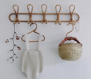 韓國手工真藤衣架質樸感復古藤編壁掛鉤玄關兒童房服裝店衣帽掛