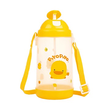 PiYOPiYO小鴨抗菌彈跳水壺高級PP材質可調式揹帶  黃色  800ml  1個