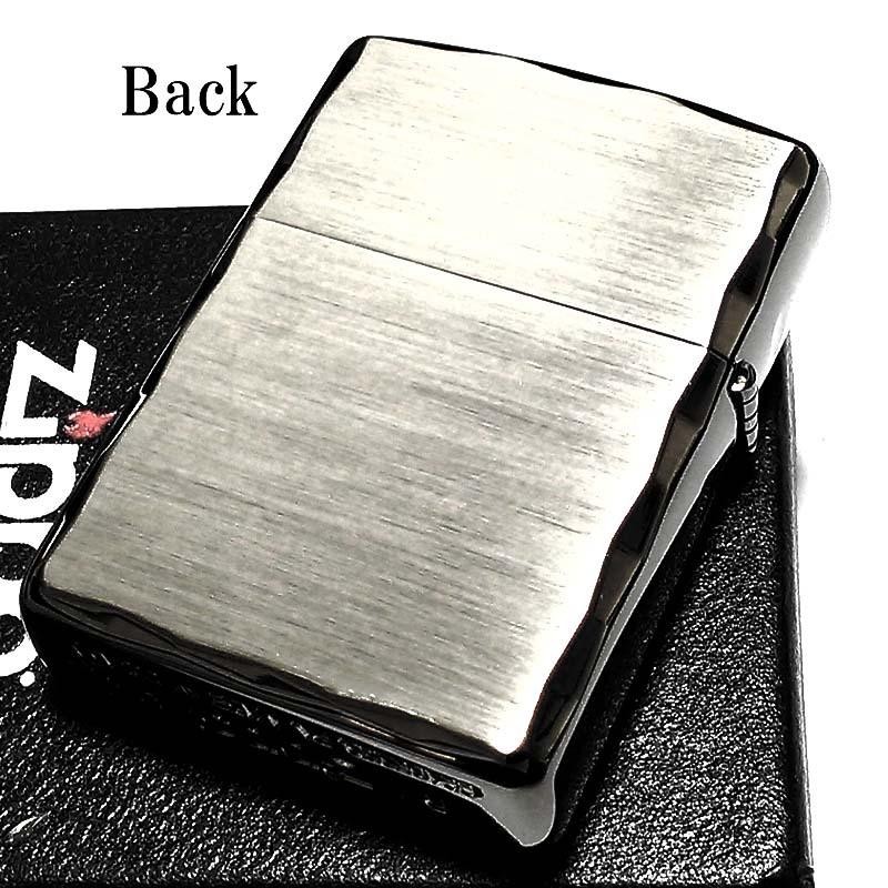 ZIPPO ライター アーマー ジッポ ロゴ シルバーサテン＆ブラック 両面 