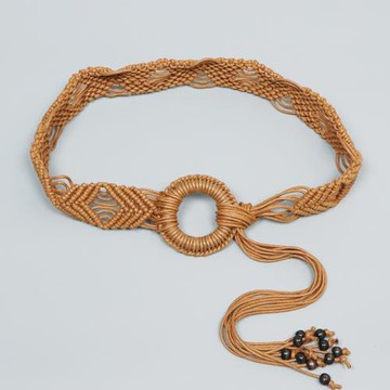 波西米亞風 蠟繩全手工編織女士腰帶女 編織帶 民族風裙帶